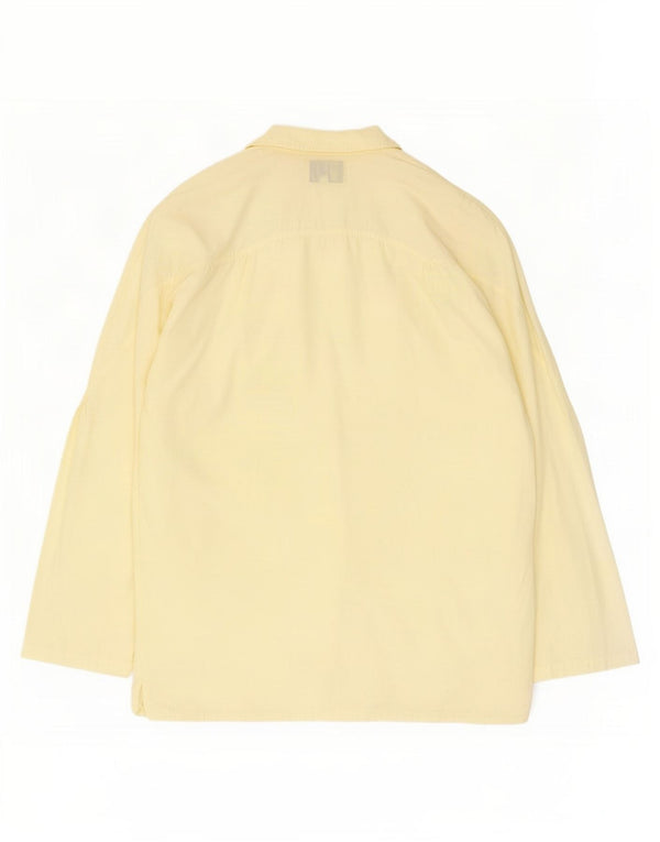 POP 84 Womens 1 Button Oversized Blazer Jacket UK 10 Small Yellow Cotton