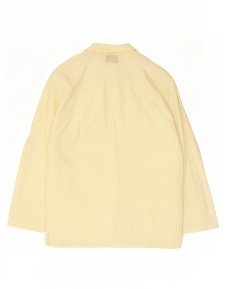 POP 84 Womens 1 Button Oversized Blazer Jacket UK 10 Small Yellow Cotton