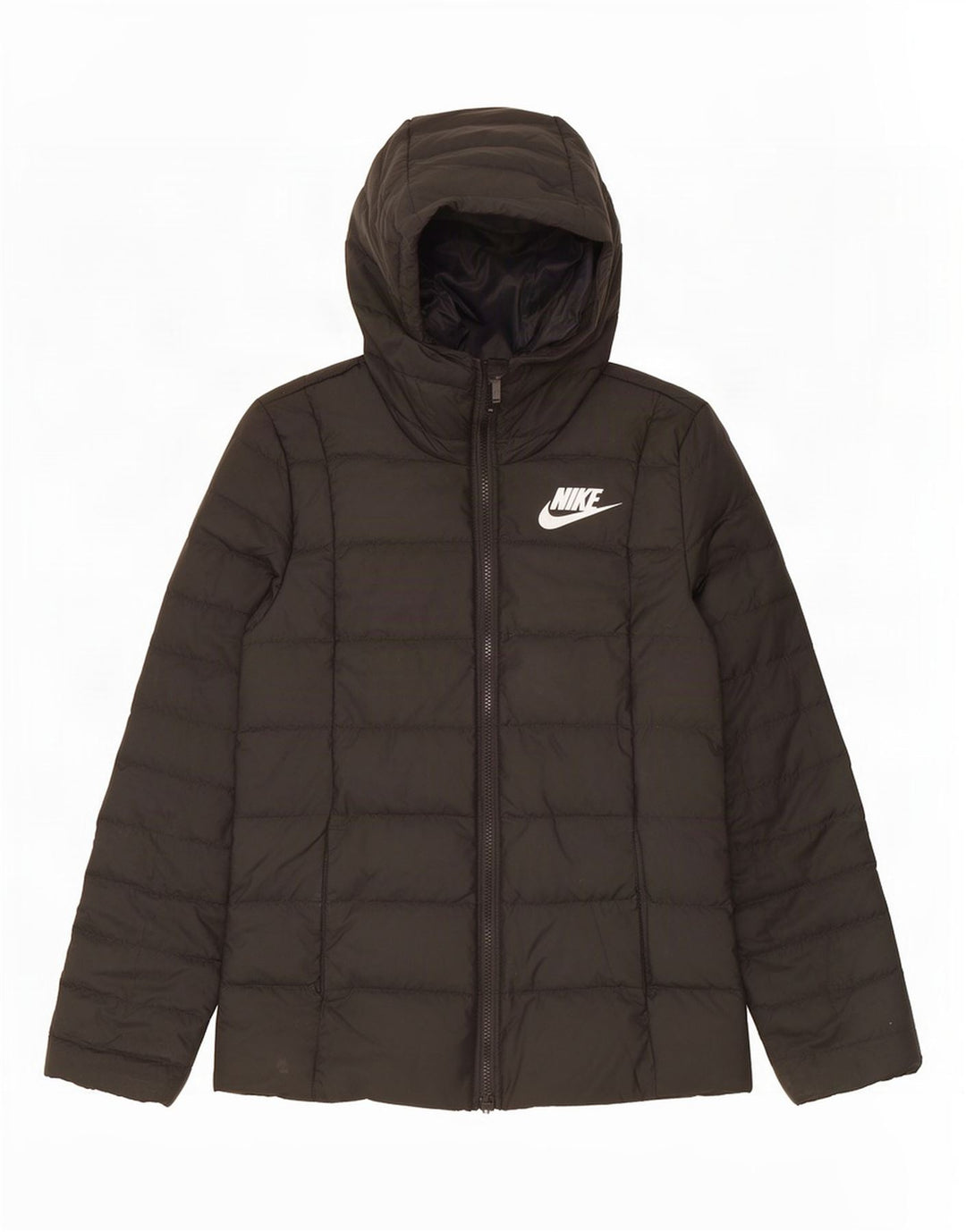 Nike Womens Hooded Padded Jacket UK 10 Small Black Polyester