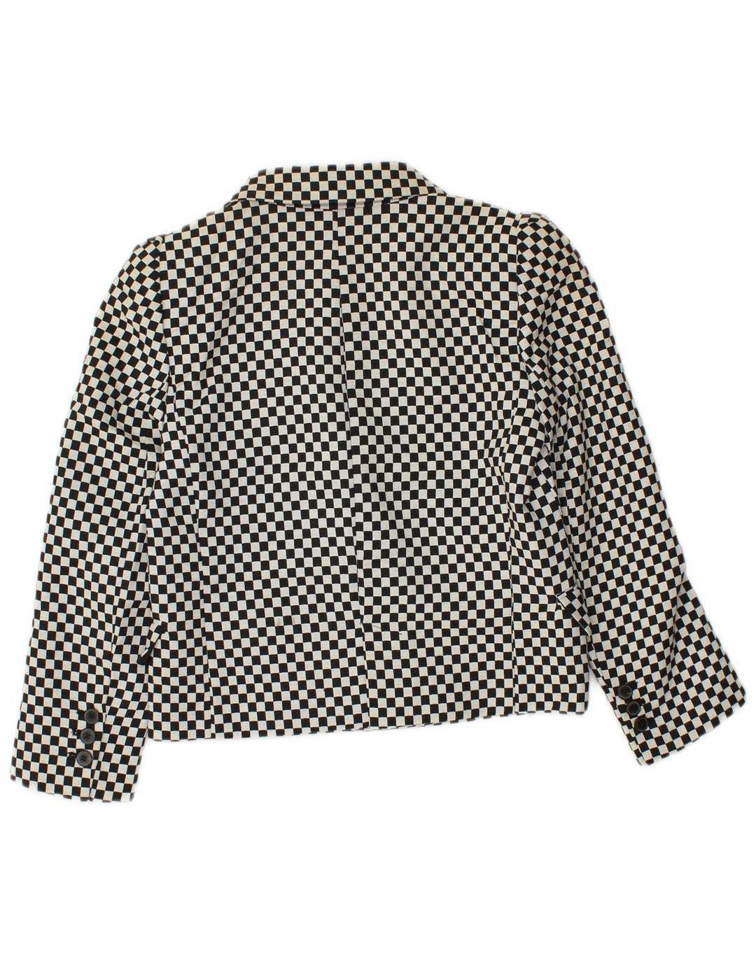 Zara Womens Crop Double Breasted Blazer Jacket UK 6 XS Black Geometric