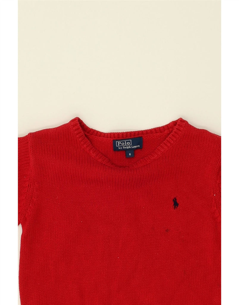 POLO RALPH LAUREN Boys Boat Neck Jumper Sweater 5-6 Years Red Cotton | Vintage Polo Ralph Lauren | Thrift | Second-Hand Polo Ralph Lauren | Used Clothing | Messina Hembry 