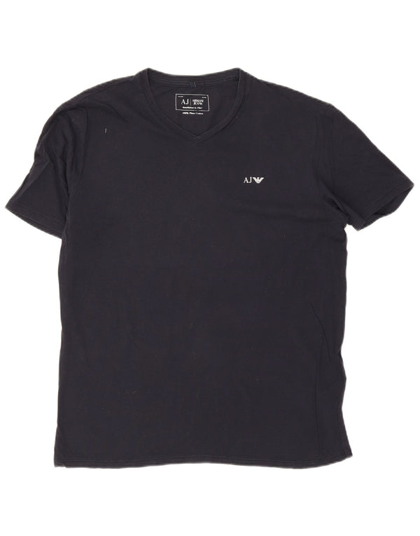 Armani Jeans Mens T-Shirt Top Large Navy Blue Cotton