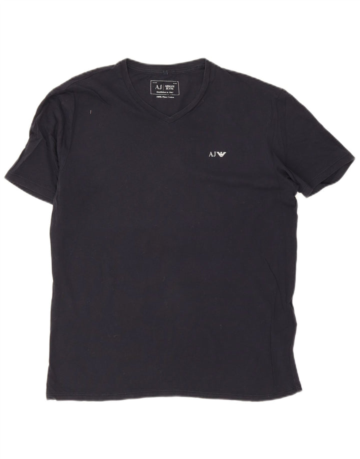 Armani Jeans Mens T-Shirt Top Large Navy Blue Cotton