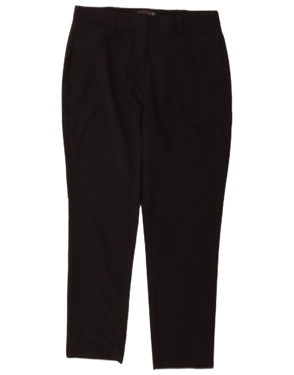 Marks & Spencer Womens High Waist Suit Trousers UK 12 Medium W30 L27 Black