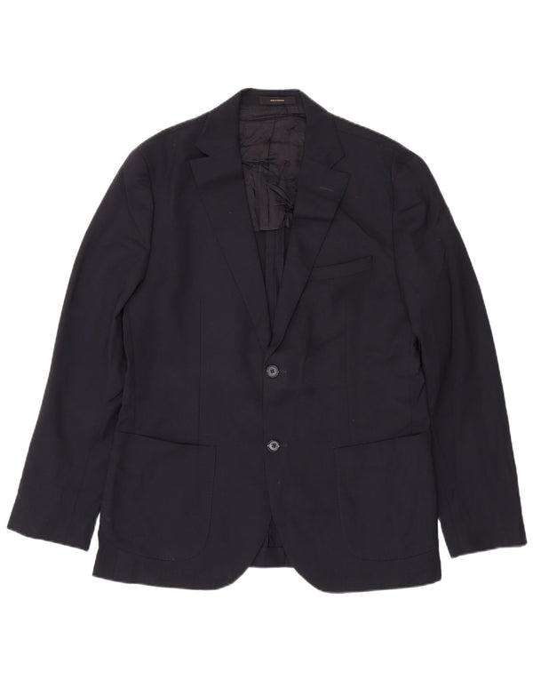 Massimo Dutti Mens 2 Button Blazer Jacket EU 52 Large Navy Blue Wool