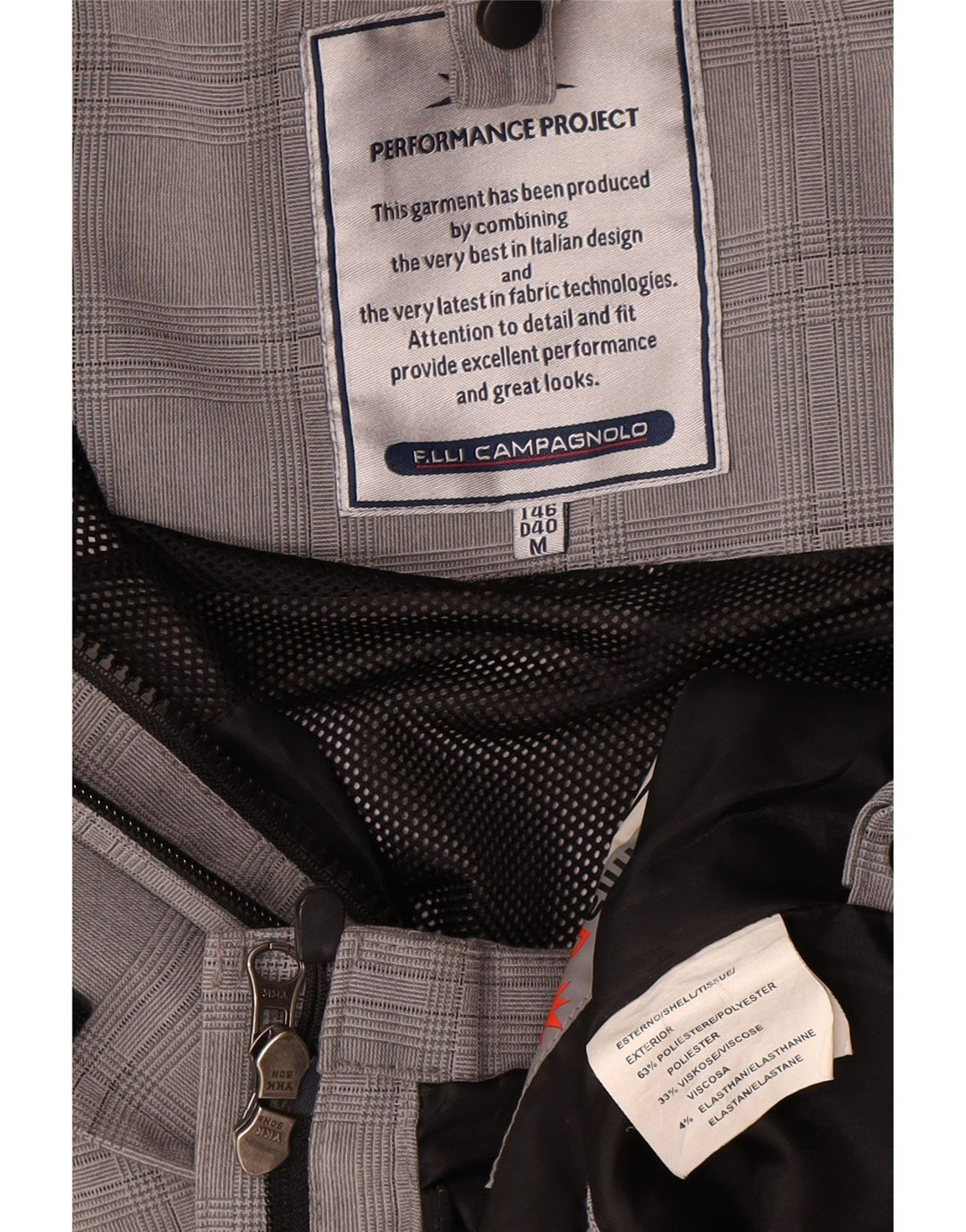 F.LLI Campagnolo Womens Hooded Rain Jacket UK 14 Medium Grey Check
