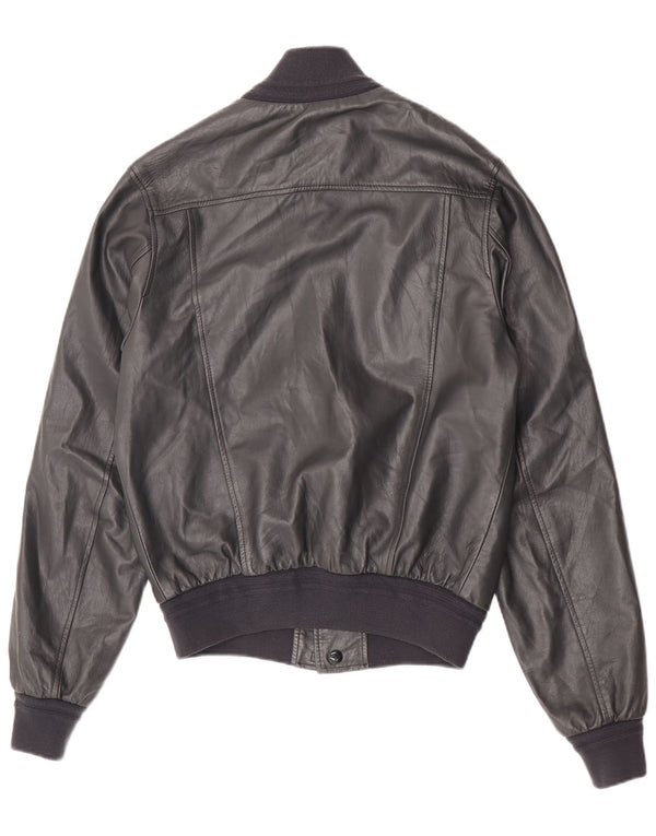 Vintage Mens Leather Jacket UK 38 Medium Navy Blue Leather