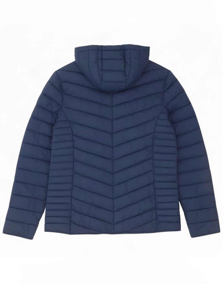 Fat Face Womens Hooded Padded Jacket UK 12 Medium Blue Nylon
