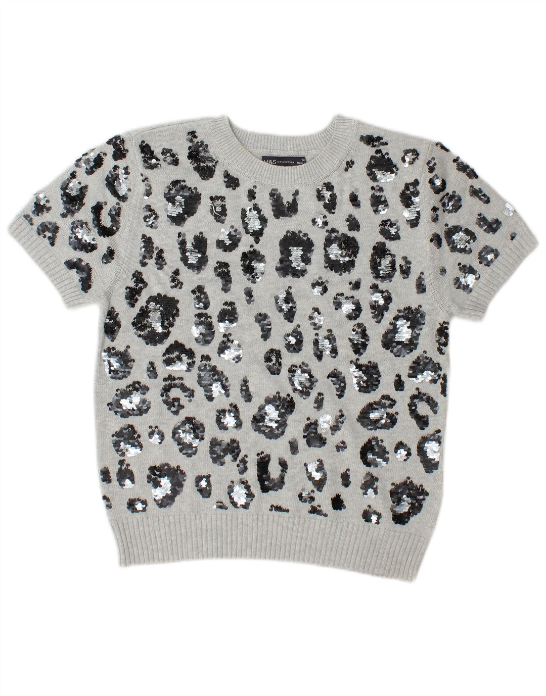 Marks & Spencer Womens Crew Neck Jumper Sweater UK 14 Medium Grey