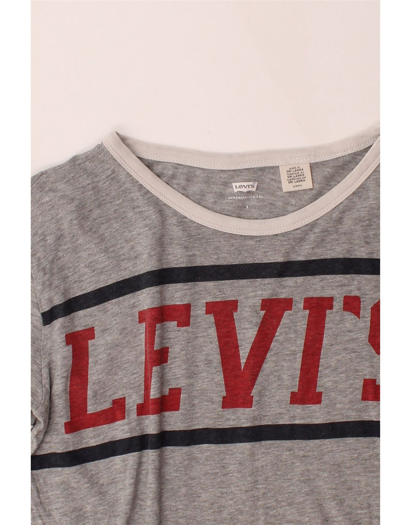 LEVI'S Womens Crop Graphic T-Shirt Top UK 10 Small Grey Cotton Vintage Levi's and Second-Hand Levi's from Messina Hembry 