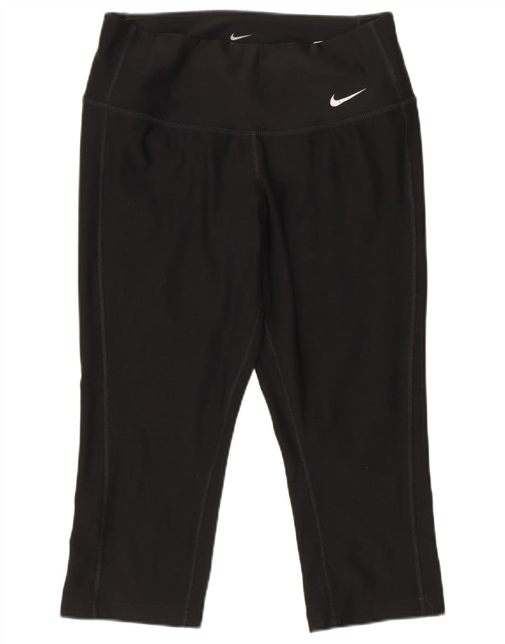 Nike Womens Dri Fit Capri Leggings UK 6 XS Black Polyester