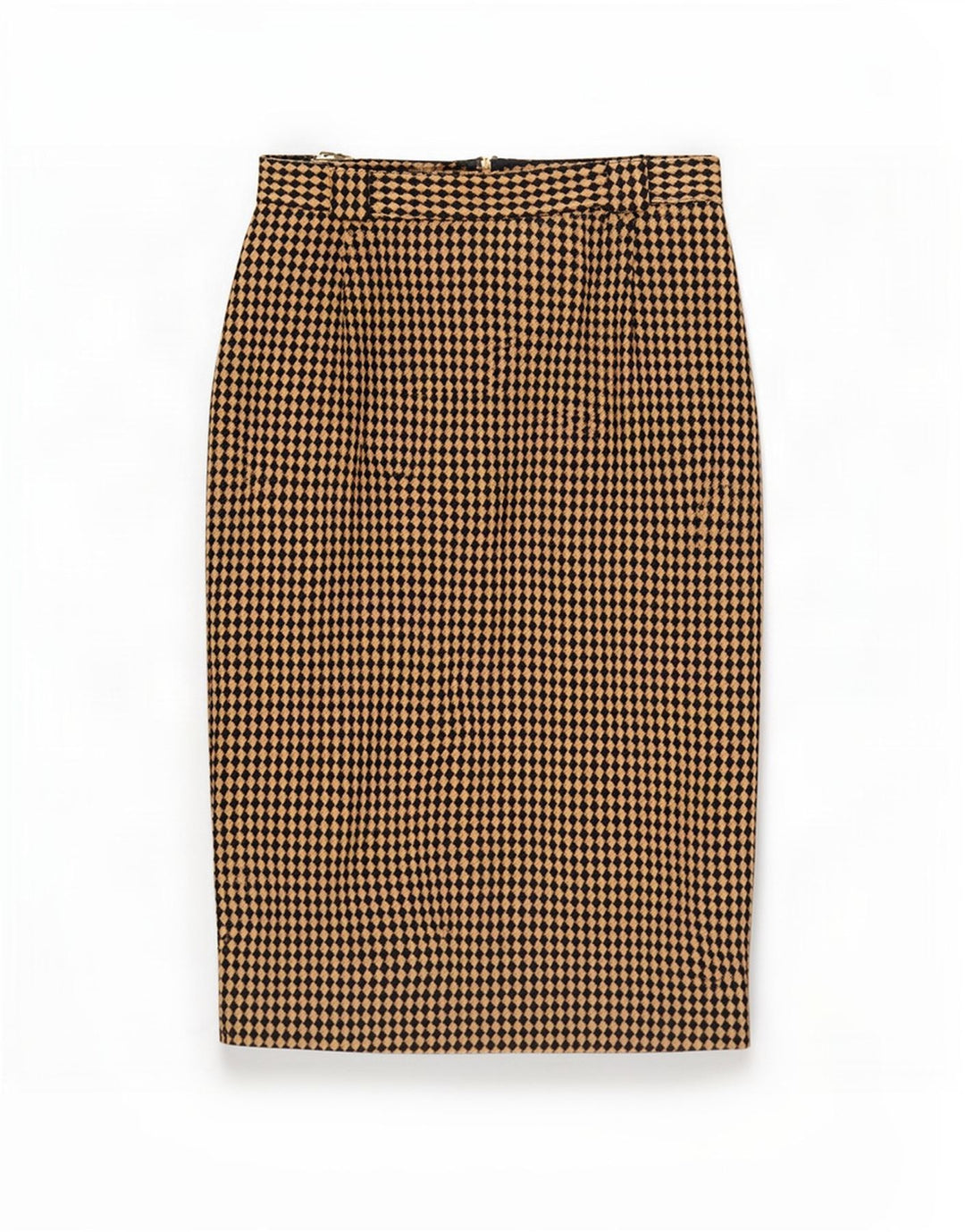 Michael H Womens Pencil Skirt UK 12 Medium W26 Beige Argyle/Diamond Wool