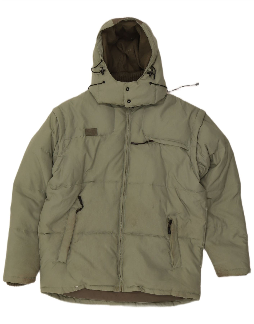Fila Mens Hooded Padded Jacket UK 40 Large Green Colourblock Polyester