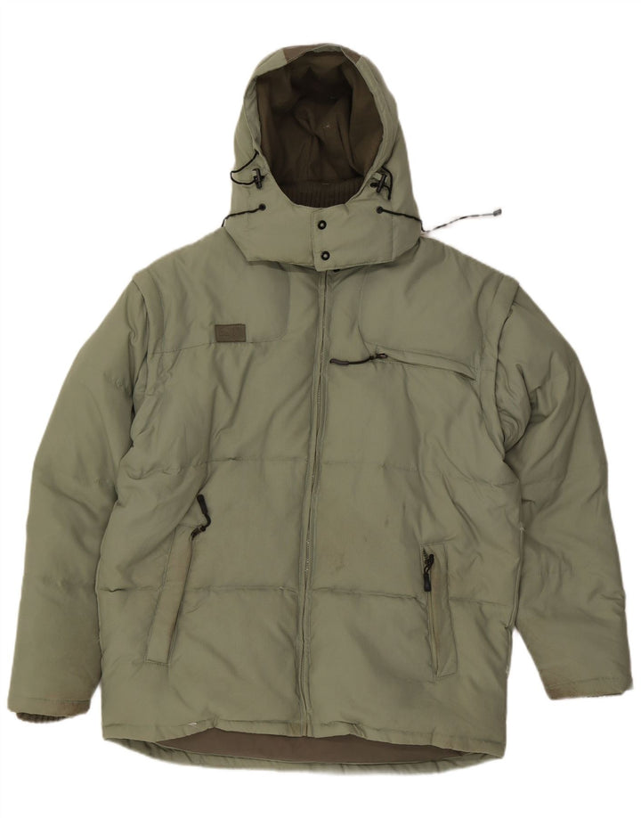 Fila Mens Hooded Padded Jacket UK 40 Large Green Colourblock Polyester