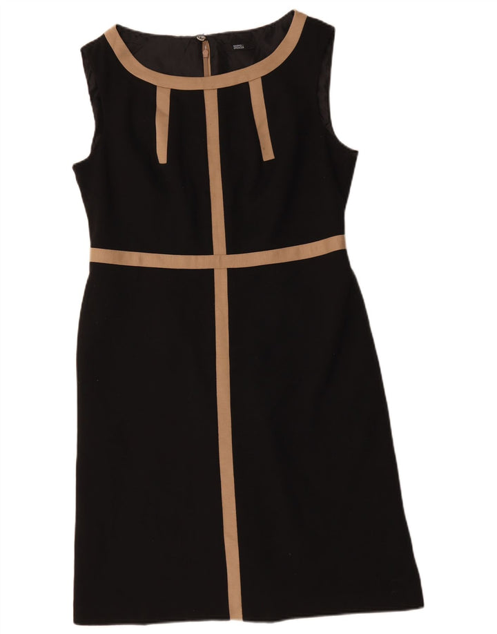 Marks & Spencer Womens Sleeveless Sheath Dress UK 14 Medium Black Striped