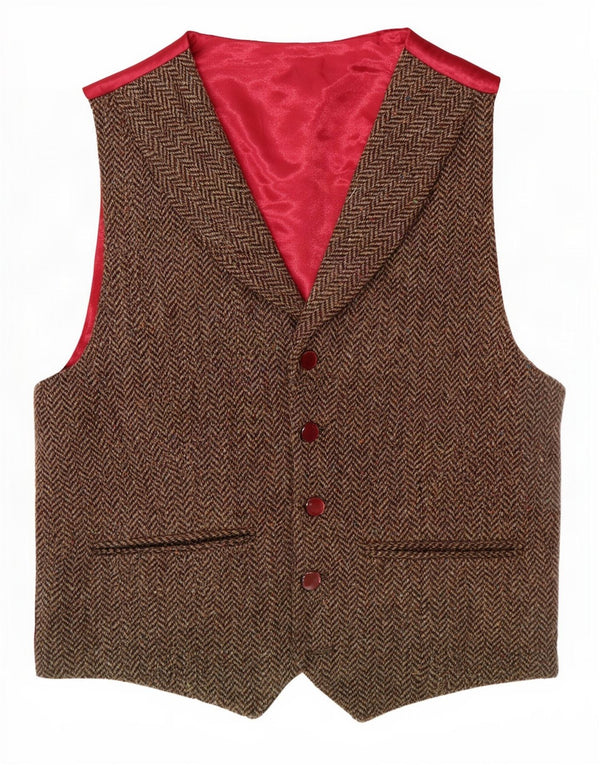 Vintage Womens Waistcoat UK 14 Medium Brown Herringbone