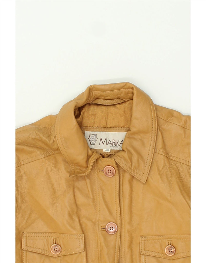 MARIKA Womens Leather Jacket IT 48 XL Beige Leather Vintage Marika and Second-Hand Marika from Messina Hembry 