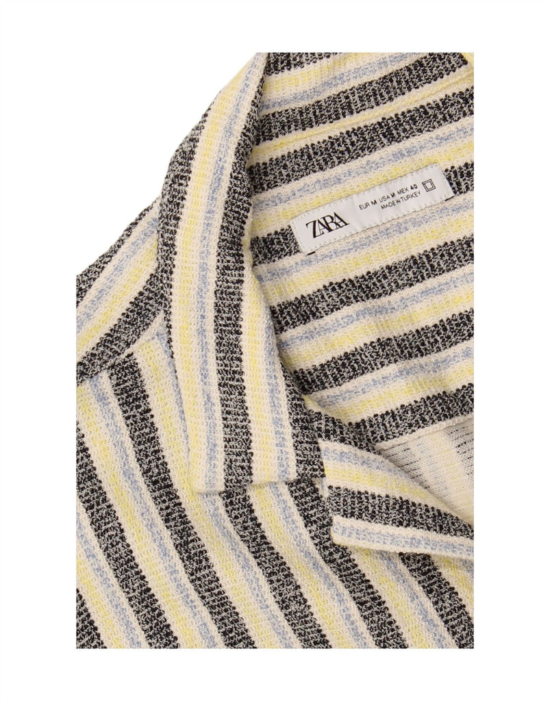 ZARA Mens Short Sleeve Shirt Medium Yellow Striped Cotton Vintage Zara and Second-Hand Zara from Messina Hembry 