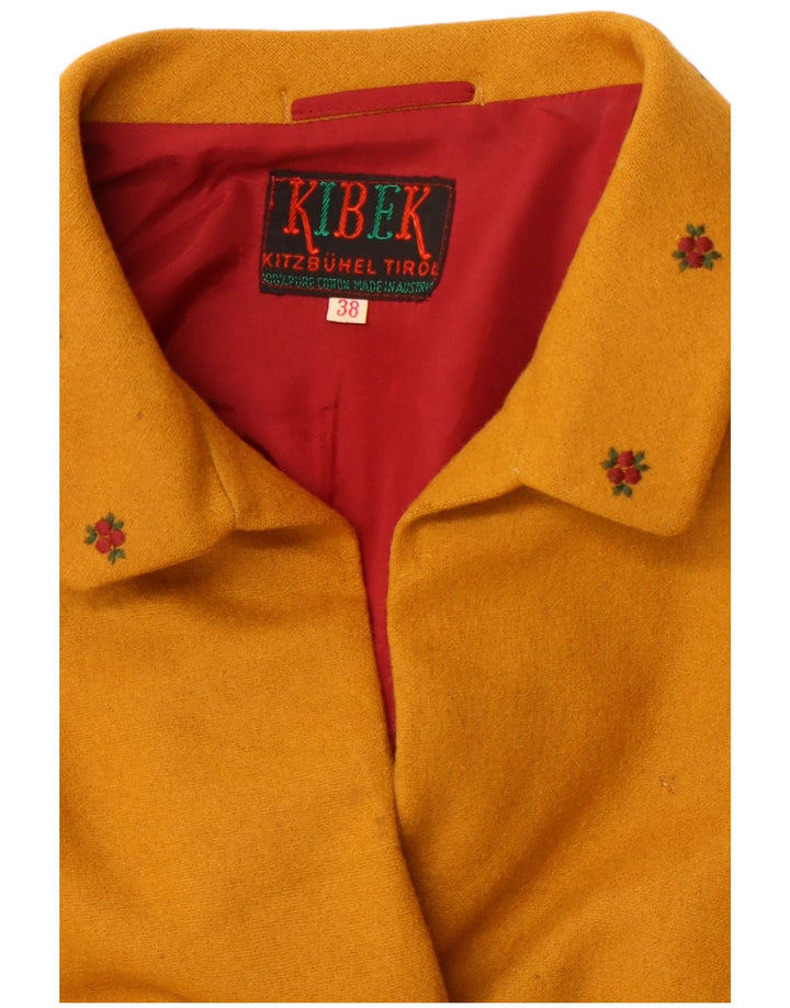 VINTAGE Womens 4 Button Blazer Jacket IT 38 XS Yellow Cotton
