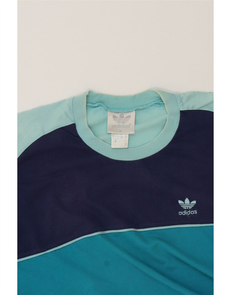 ADIDAS Mens T-Shirt Top XL Blue Colourblock Cotton Vintage Adidas and Second-Hand Adidas from Messina Hembry 