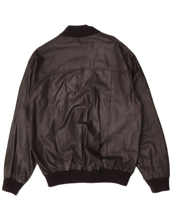Vintage Mens Leather Jacket IT 58 4XL Black