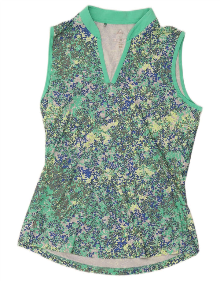 Adidas Womens Golf Vest Top UK 10 Small Green Spotted Polyester