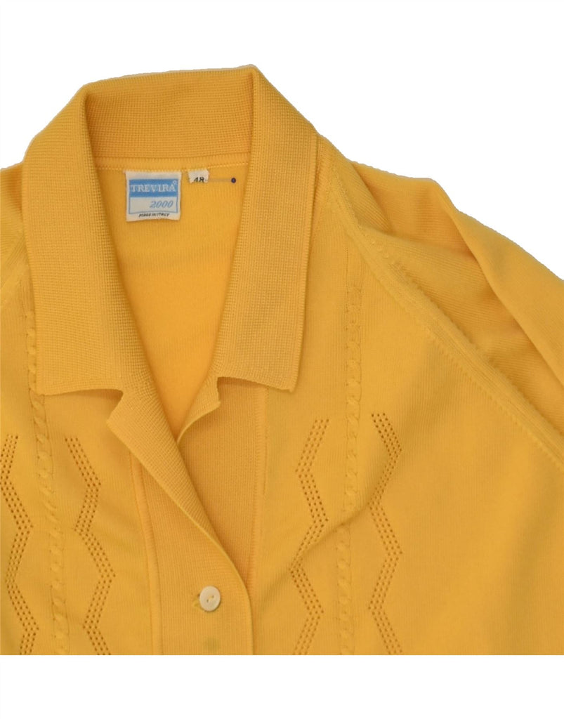 TREVIRA Womens Cardigan Sweater IT 48 XL Yellow Polyester | Vintage Trevira | Thrift | Second-Hand Trevira | Used Clothing | Messina Hembry 