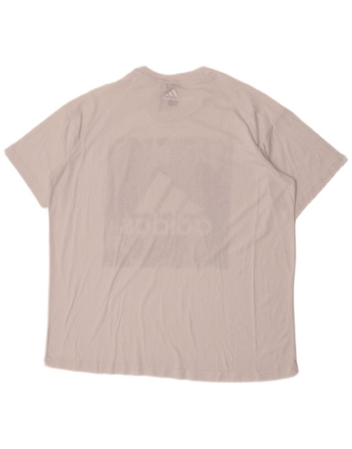 Adidas Womens Oversized Graphic T-Shirt Top UK 20/22 XL White Polyester