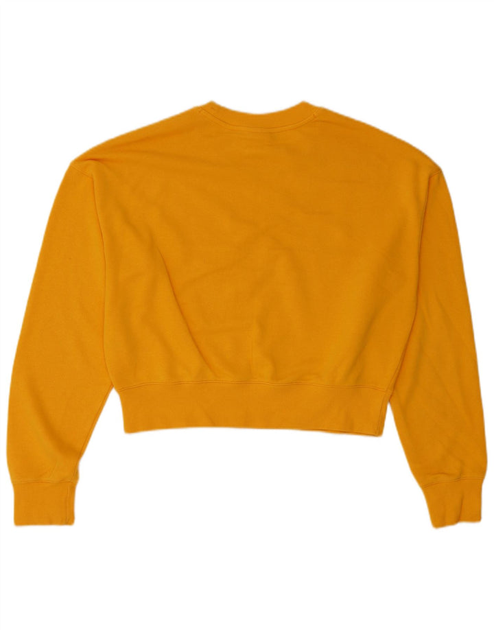 CHAMPION Womens Crop Sweatshirt Jumper UK 14 Medium Yellow Cotton