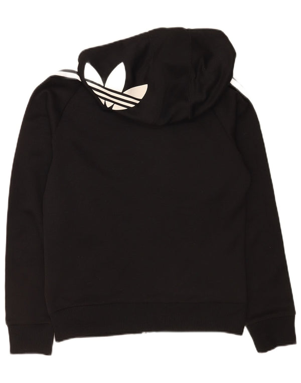 Adidas Womens Graphic Zip Hoodie Sweater UK 12 Medium Black Polyester