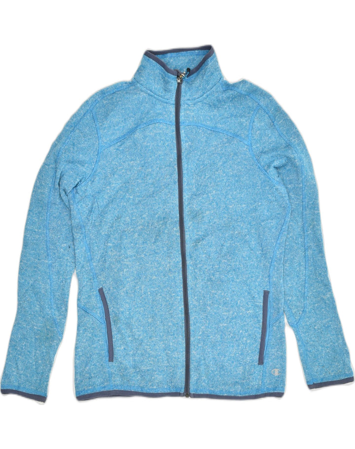 CHAMPION Womens Tracksuit Top Jacket UK 14 Medium Blue Flecked Polyester | Vintage Champion | Thrift | Second-Hand Champion | Used Clothing | Messina Hembry 