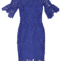 PAPER DOLLS Womens Off Shoulder Dress UK 8 Small Blue Floral Polyester