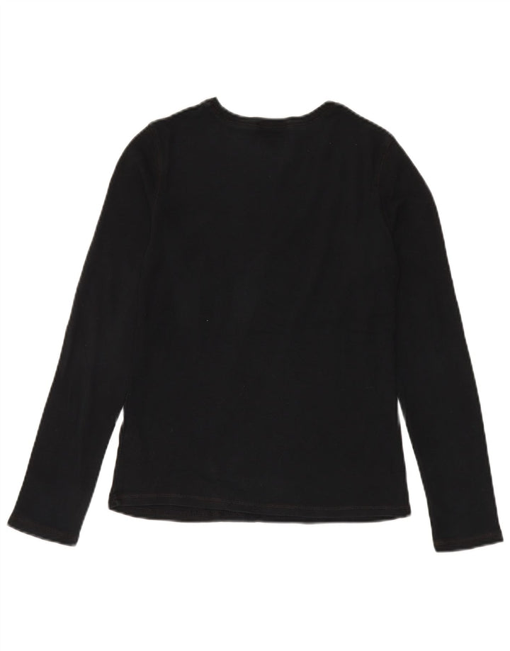 Marks & Spencer Womens Top Long Sleeve UK 8 Small Black Cotton
