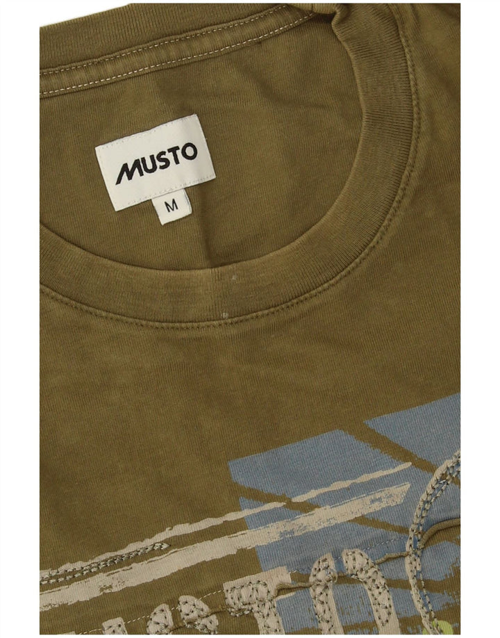 Musto Mens Graphic T-Shirt Top Medium Khaki Cotton