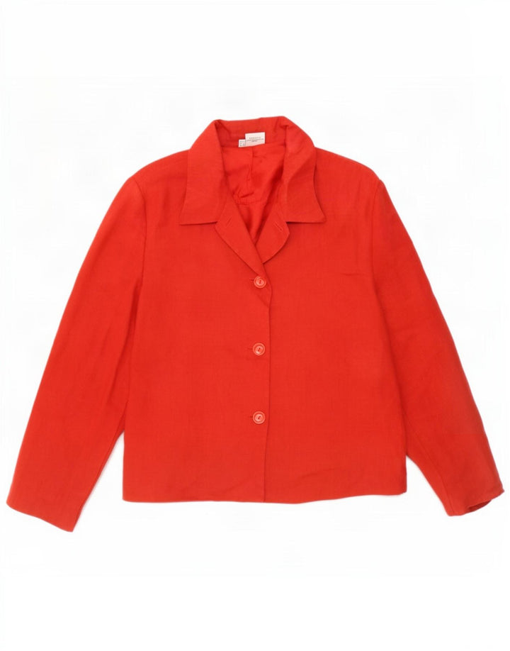Nienhouse & Lotz Womens 3 Button Blazer Jacket UK 14 Large Red Linen