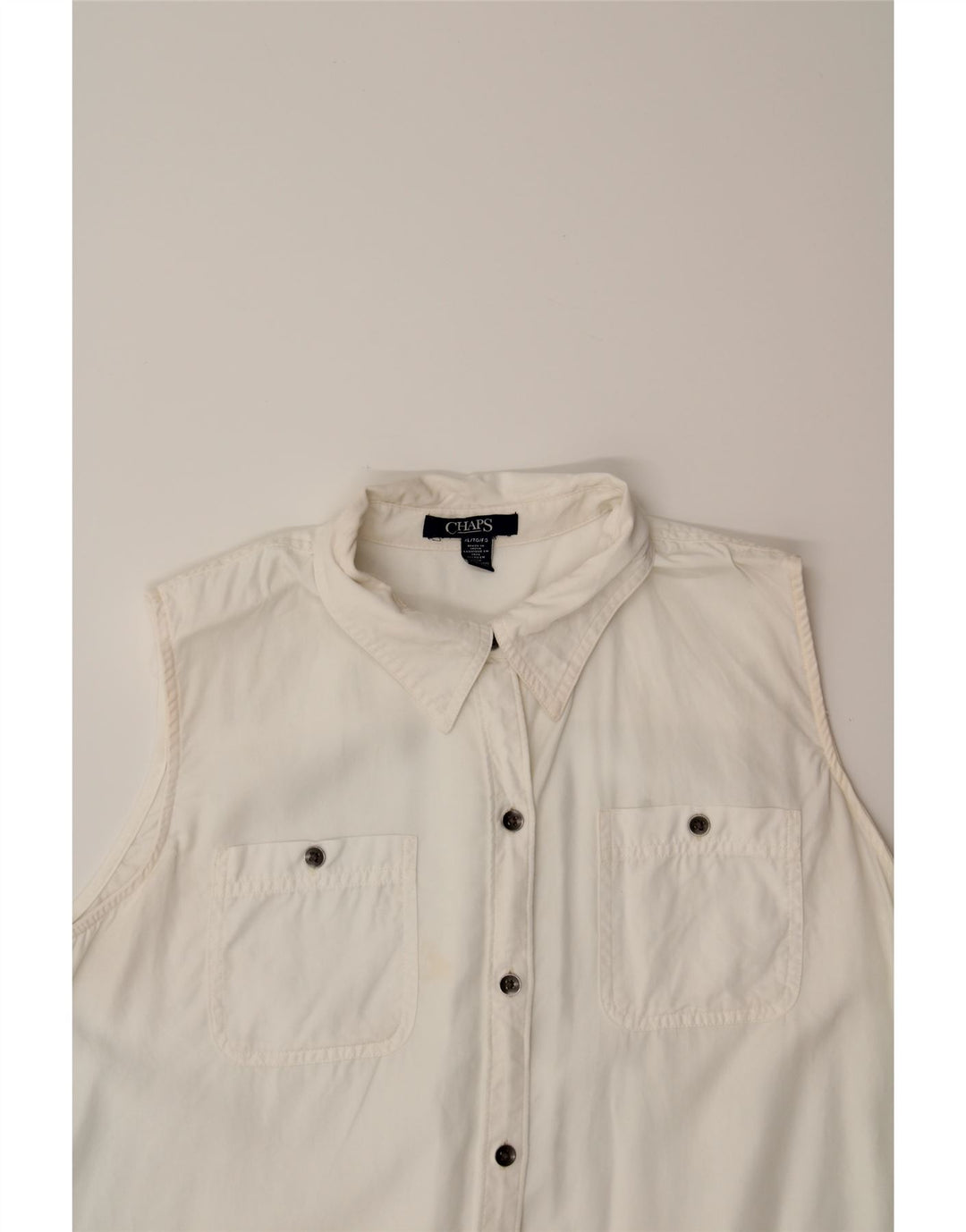 CHAPS Womens Sleeveless Shirt UK 18 XL White Lyocell Vintage Chaps and Second-Hand Chaps from Messina Hembry 