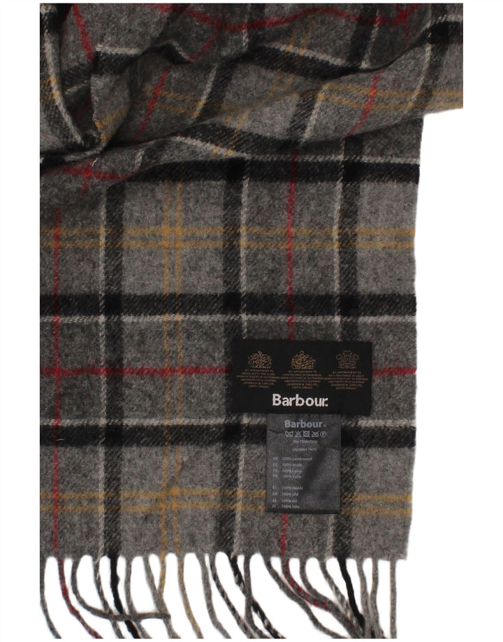 Barbour Mens Rectangle Scarf One Size Grey Plaid Lambswool Classic