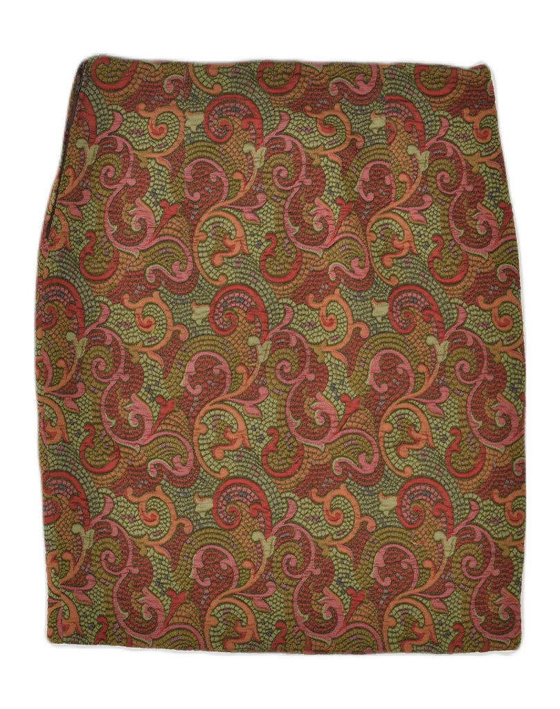 VINTAGE Womens Pencil Skirt W32 Large  Brown Paisley Polyester | Vintage Vintage | Thrift | Second-Hand Vintage | Used Clothing | Messina Hembry 