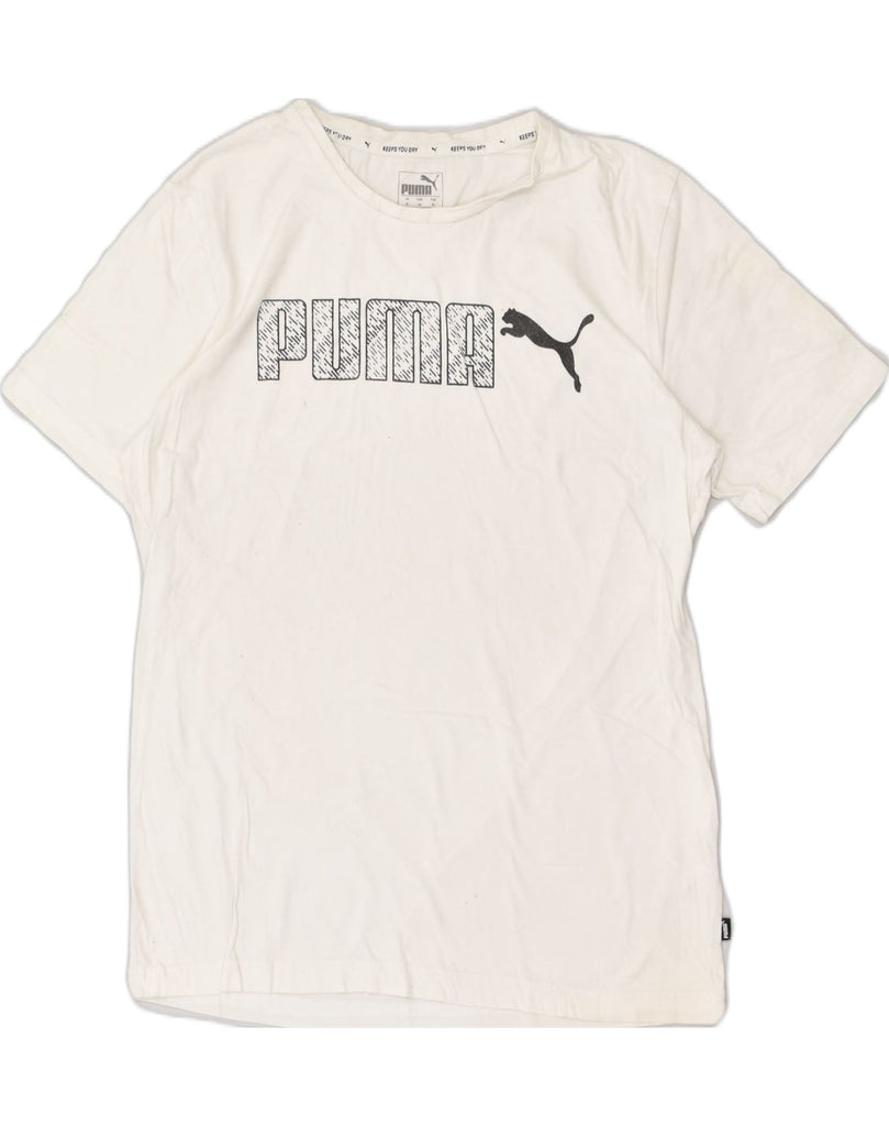 PUMA Mens Graphic T-Shirt Top Medium White Cotton | Vintage Puma | Thrift | Second-Hand Puma | Used Clothing | Messina Hembry 