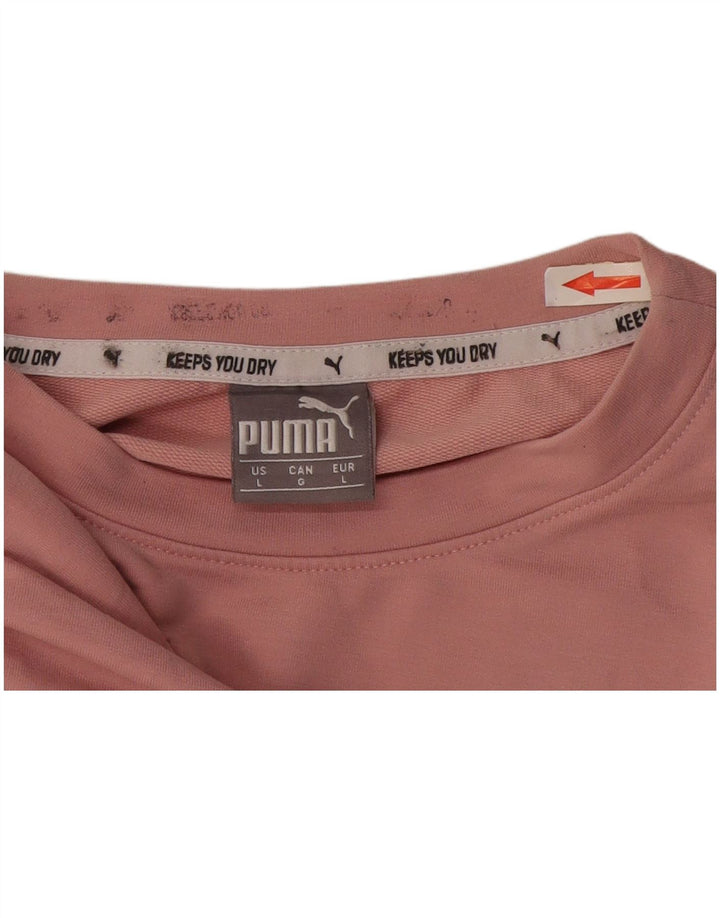 Puma Womens Crop Graphic T-Shirt Top UK 16 Large Pink Polyester