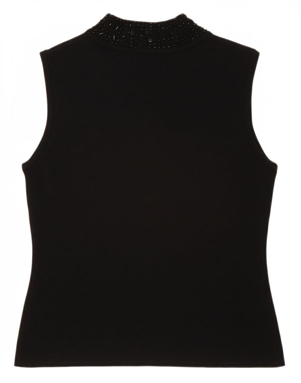 SKY DESIGN Womens Sleeveless Blouse Top US 2 XS Black Rayon