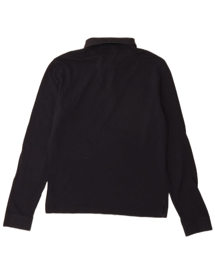 Armani Jeans Mens Long Sleeve Polo Shirt Medium Navy Blue Cotton