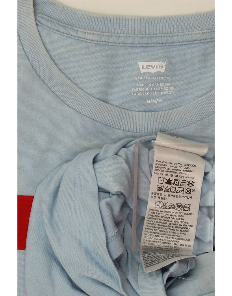 LEVI'S Womens Graphic T-Shirt Top UK 12 Medium Blue Cotton Vintage Levi's and Second-Hand Levi's from Messina Hembry 