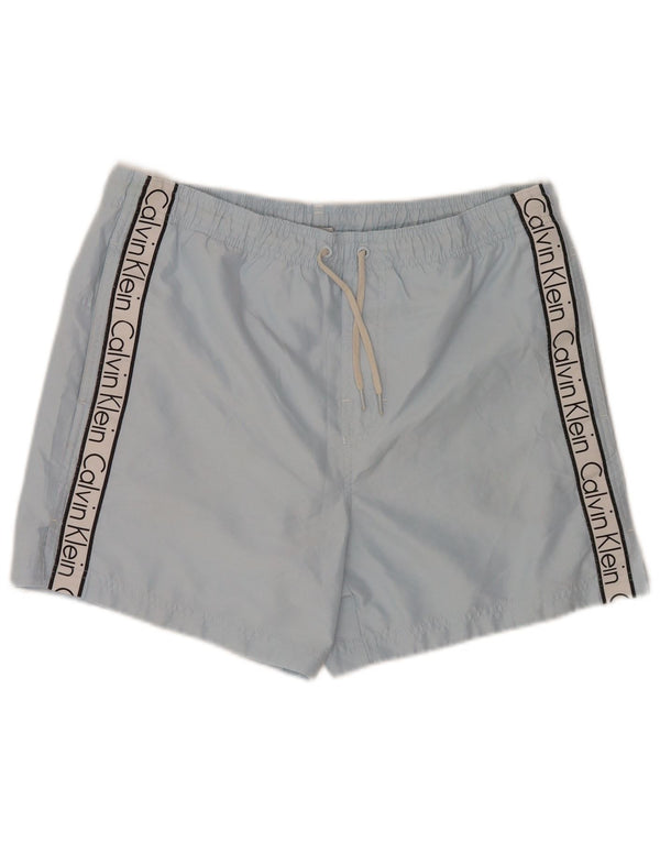 Calvin Klein Mens Graphic Swimming Shorts Medium Blue Colourblock Polyester
