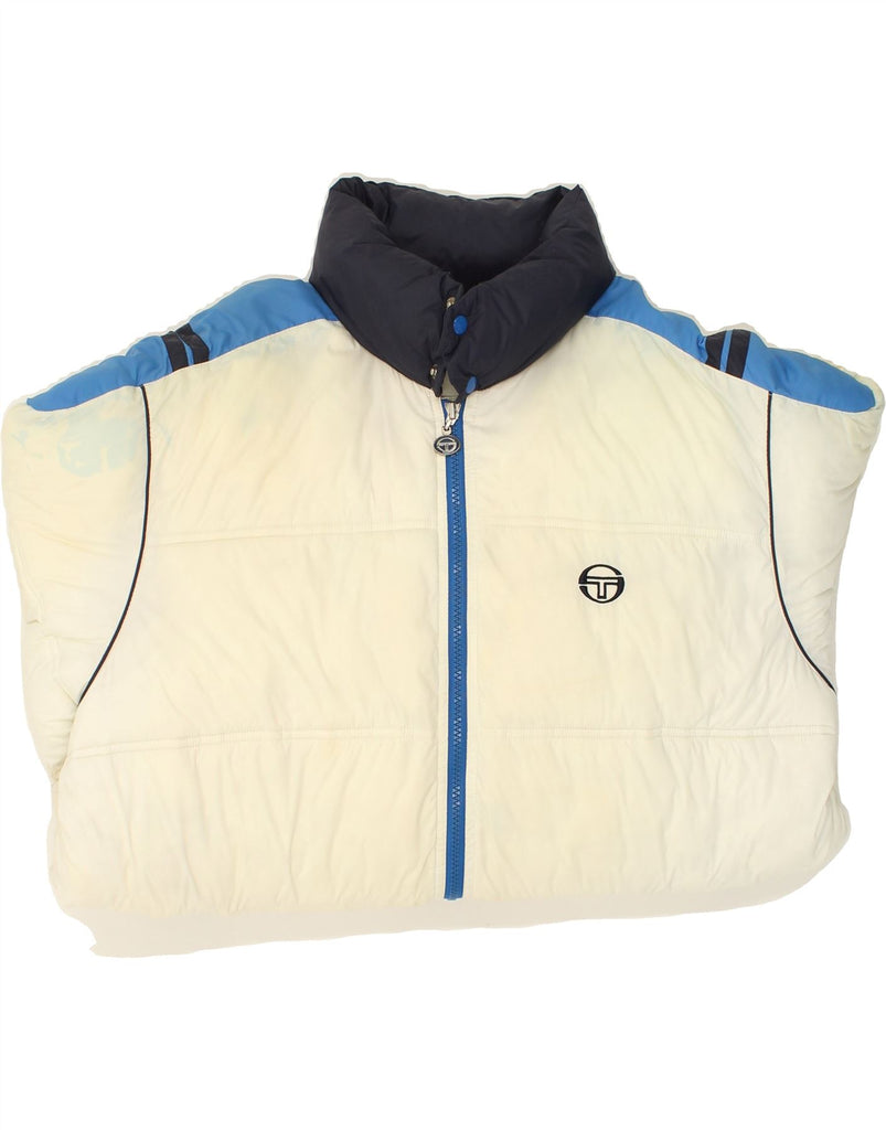 SERGIO TACCHINI Mens Hooded Padded Jacket UK 40 Large White Colourblock | Vintage Sergio Tacchini | Thrift | Second-Hand Sergio Tacchini | Used Clothing | Messina Hembry 