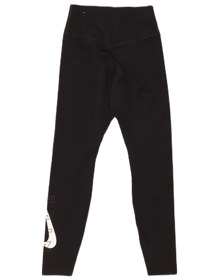 NIKE Womens Graphic Leggings UK 4 XS  Black Polyester