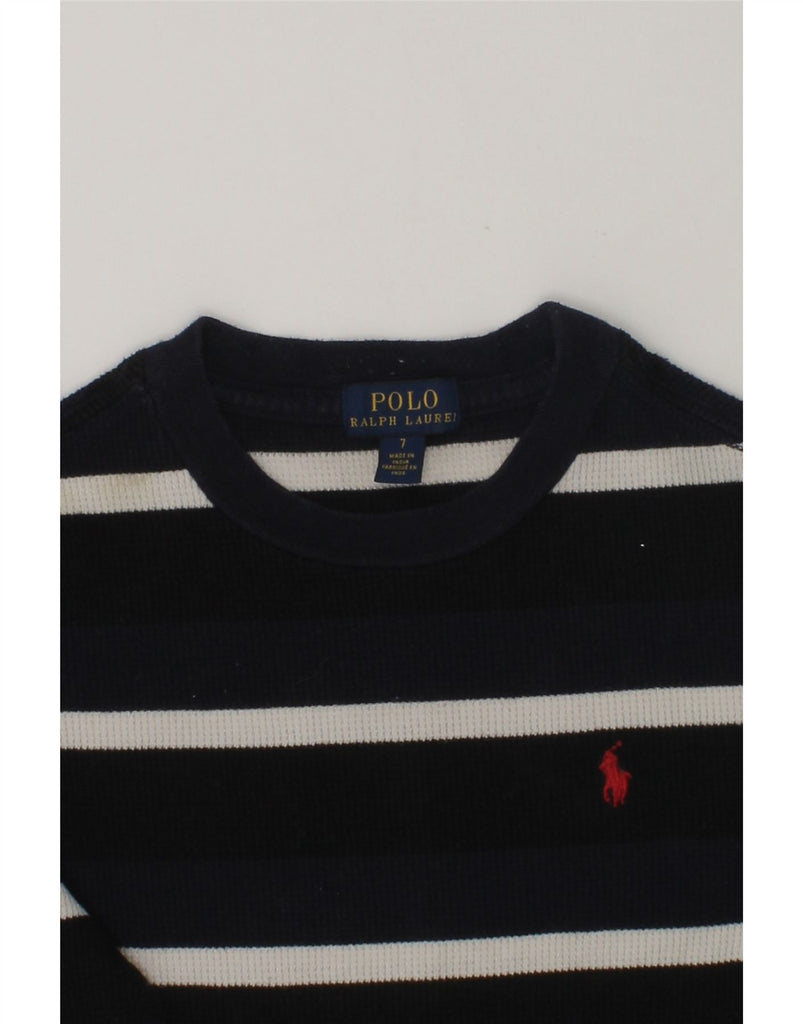 POLO RALPH LAUREN Boys Top Long Sleeve 6-7 Years Navy Blue Striped Cotton | Vintage Polo Ralph Lauren | Thrift | Second-Hand Polo Ralph Lauren | Used Clothing | Messina Hembry 