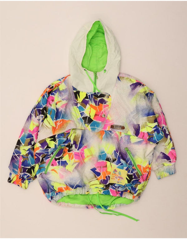 Brunik Womens Hooded Windbreaker Jacket IT 46 Large Multicoloured Geometric