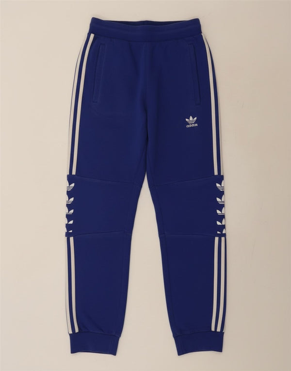 Adidas Womens Graphic Tracksuit Trousers Joggers UK 10 Small  Blue Cotton