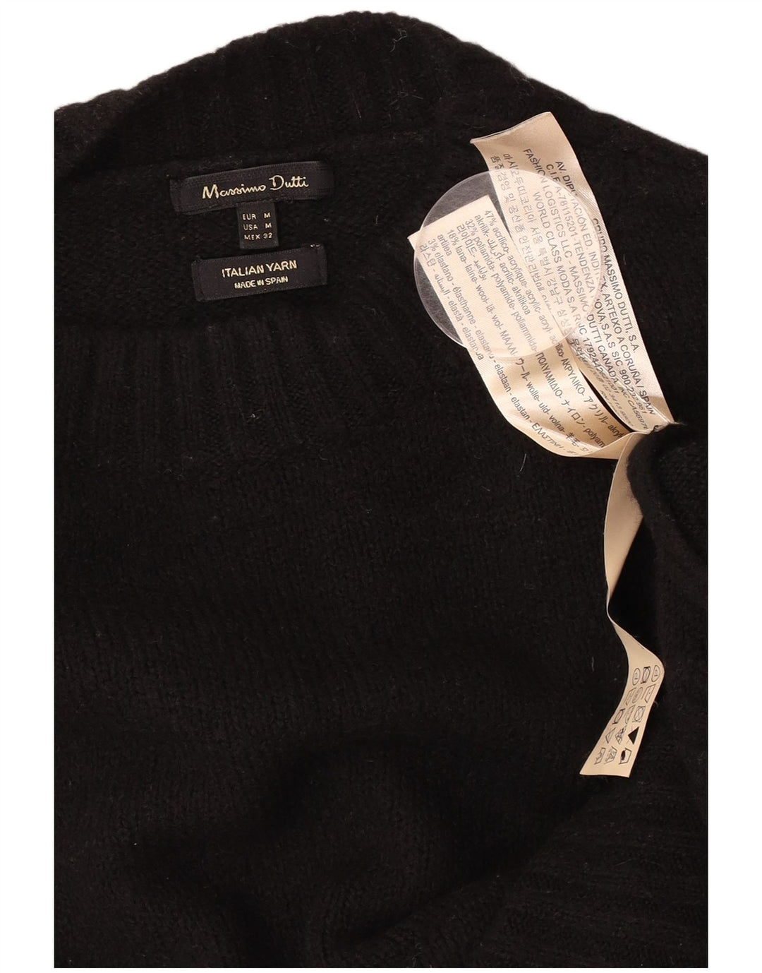 Massimo Dutti Womens Turtle Neck Jumper Sweater UK 14 Medium Black
